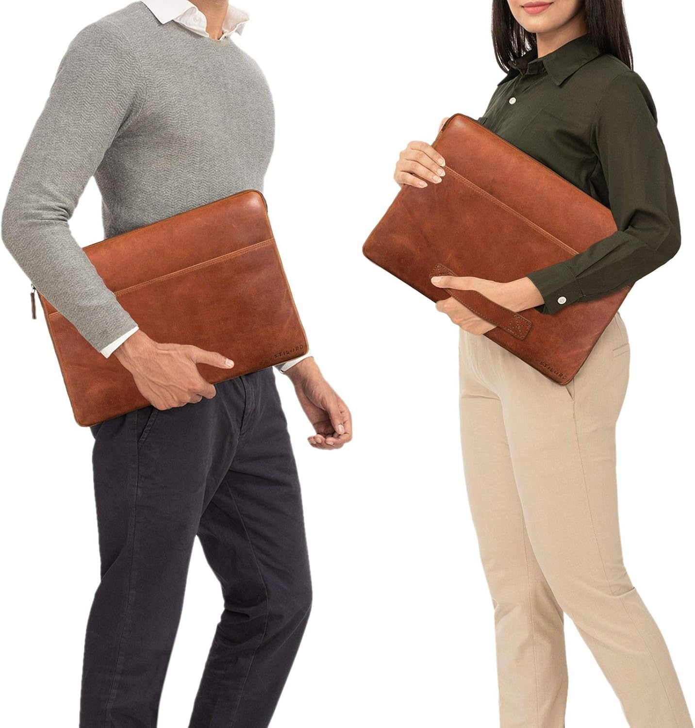 STILORD "Murphy" Laptop Sleeve 15.6 inch Leather Vintage Case Cover for MacBook 16 inch and 15 inch Notebook Document Folder Organizer Colour:Andorra - Image 3