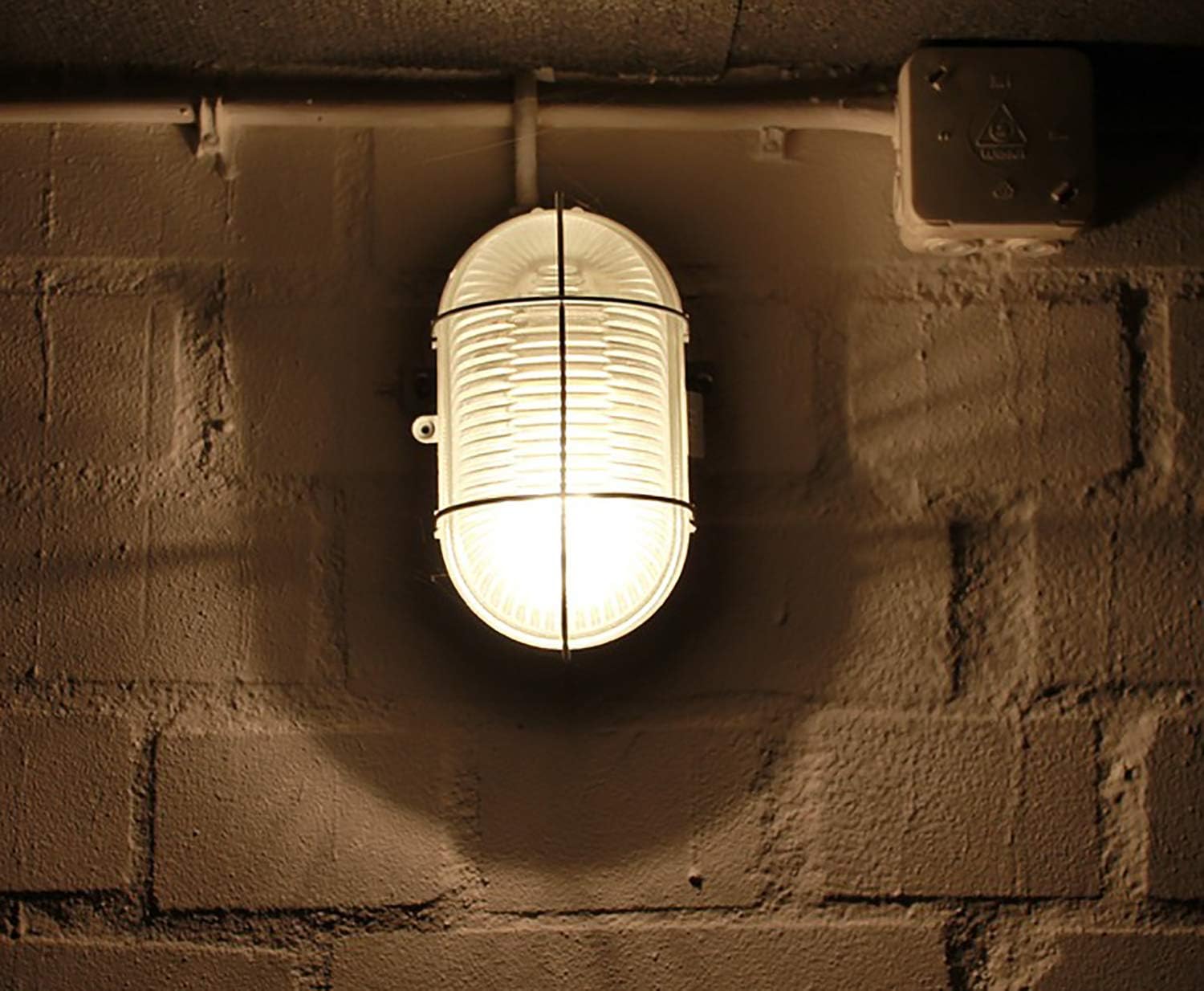 CGC Lighting White Oval Cage Glass Metal Wall Ceiling Light Bulkhead Weatherproof Indoor Outdoor Garden Porch Garage Patio Waterproof - Image 4