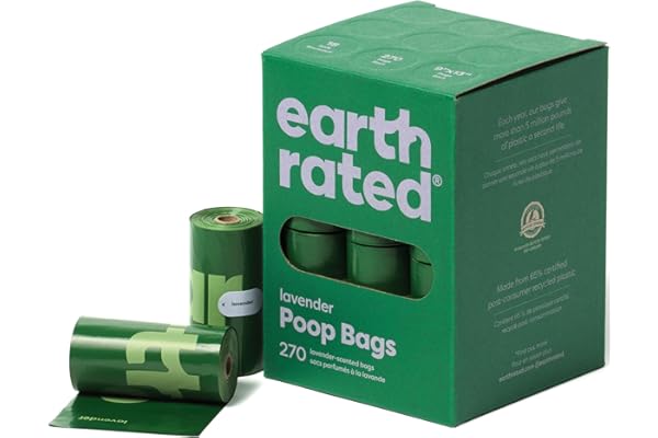 Earth Rated Dog Poop Bags, Guaranteed Leak Proof and Extra Thick Waste Bag Refill Rolls For Dogs, Lavender Scented, 270 Count