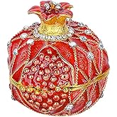 LONGSHENG - SINCE 2001 - Hand Painted Pomegranate Ring Jewelry Trinket Box Wedding Favor Gift Collectible Figurine