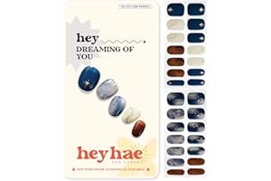 Heyhae Semi Cured Gel Nail Strips | No LED Lamp Needed | Marble, Blue, Spring | Easy Apply & Remove, Salon Quality | Includes 28 Strips, 1 Prep Pads, Nail File & Wooden Stick - Hey, Dreaming of You