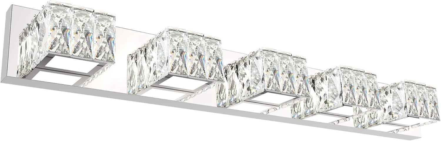 ZUZITO Bathroom Vanity Lighting Fixtures 7800 Modern Crystal Vanity Light Over Mirror White Light, 6000K(4 Lights) - - 