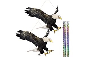 KUNGFU MALL Flat Fake Hawk to Keep Pigeon Away, 2Pcs Plastic Hawk to Scare Pigeon Away from Porch Patio Balcony, Pigeon Scare Devices with Reflective Tape, Garden Hawk to Scare Woodpecker Squirrel for Outdoor