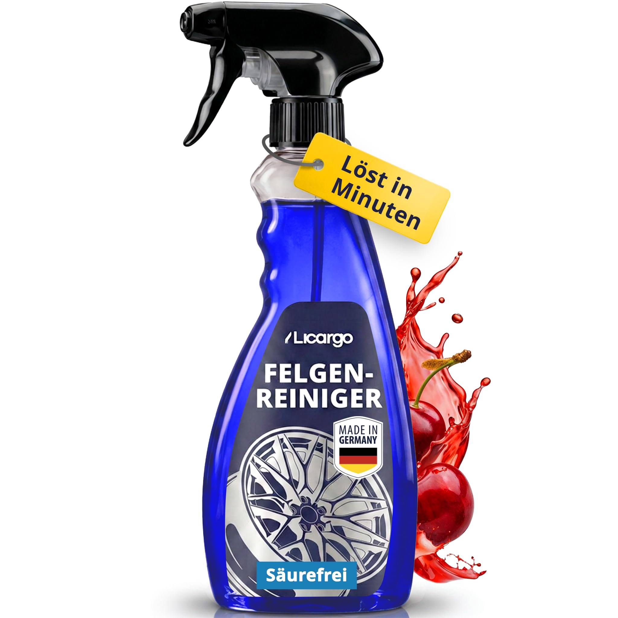 LICARGO FerroActive Felgenreiniger (750 ml) säurefrei mit Wirkindikator - kraftvolle Felgenpflege für Alufelgen, Stahlfelgen & Chromfelgen - pH-hautneutral, materialschonend - Auto Felgen, Rim Cleaner