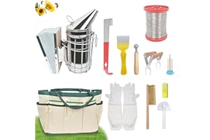 ECONVCE 12PCS Beekeeping Starter Kit Complete Hive Tool Set with Smoker Protective Gear Equipment for Beekeepers All-in-One Apiary Supplies