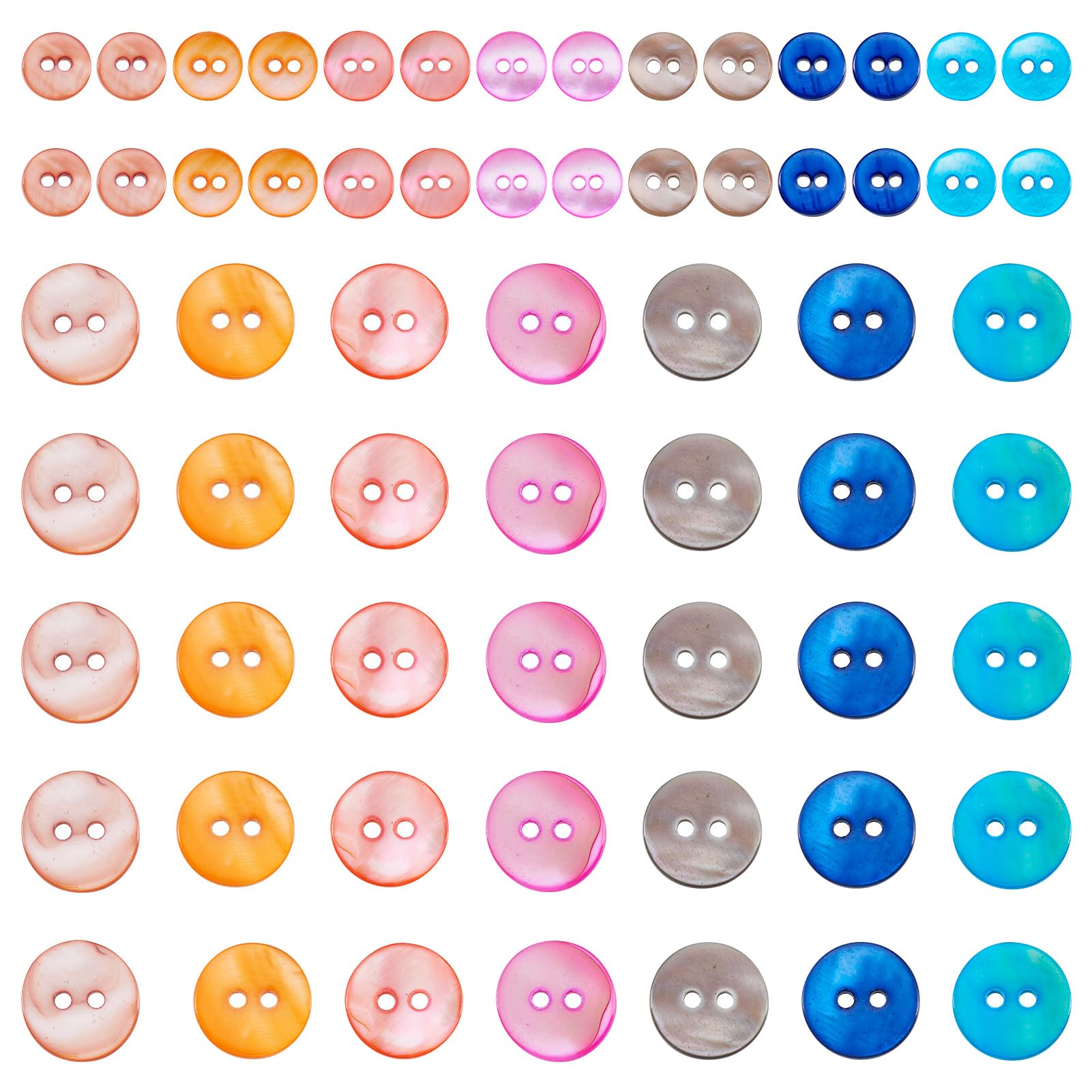 Crafans 70Pcs Natural Shell Buttons Flat Round 2-Hole Sewing Buttons Craft Freshwater Shell Buttons Bulk for DIY Bracelet Earring Jewelry and Sewing Crafts Clothes Decor
