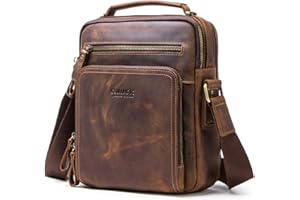 CONTACTS Genuine Leather Small Messenger Bag for Men Travel Crossbody Shoulder Bag Handbag
