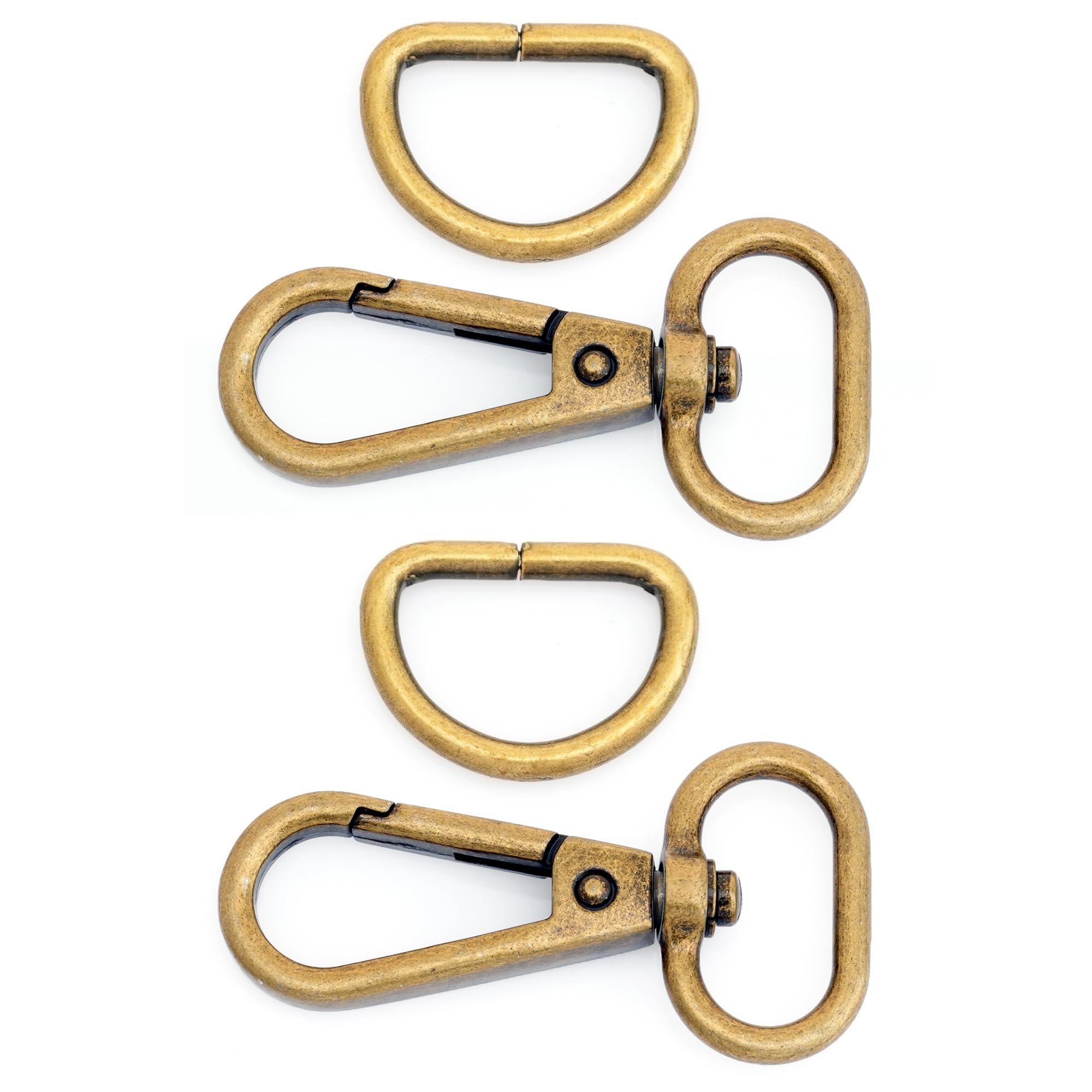 CRAFTMEMORE 10 Sets Antique Brass Snap Hooks Lobster Clasp Swivel Push Gate Fashion Clips with D Ring Craft FSD1 (3/4 Inch)