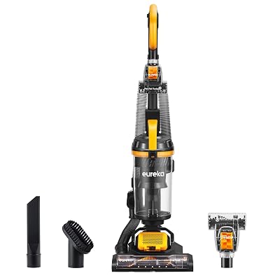 Eureka Powerful Upright Vacuum Cleaner for Home Pet Hair, Lightweight Household Upright Vacuum for Carpet and Hard Floor, MaxSwivel Pro NEU350 with Pet Tool, Yellow