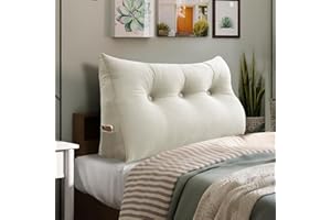 homecozy Bed Wedge Headboard Pillow - College Dorm Reading Pillow Back Support While Sitting in Bed - Ergonomic Lumbar Pillow Body Positioning Bed Pillow - Velvet Beige 39IN