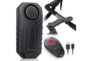 WSDCAM Upgraded Bike Alarm with Remote - 113dB Loud Anti-Theft Security Alarm, 197ft Remote Range, IP65 Waterproof, USB-C Rec