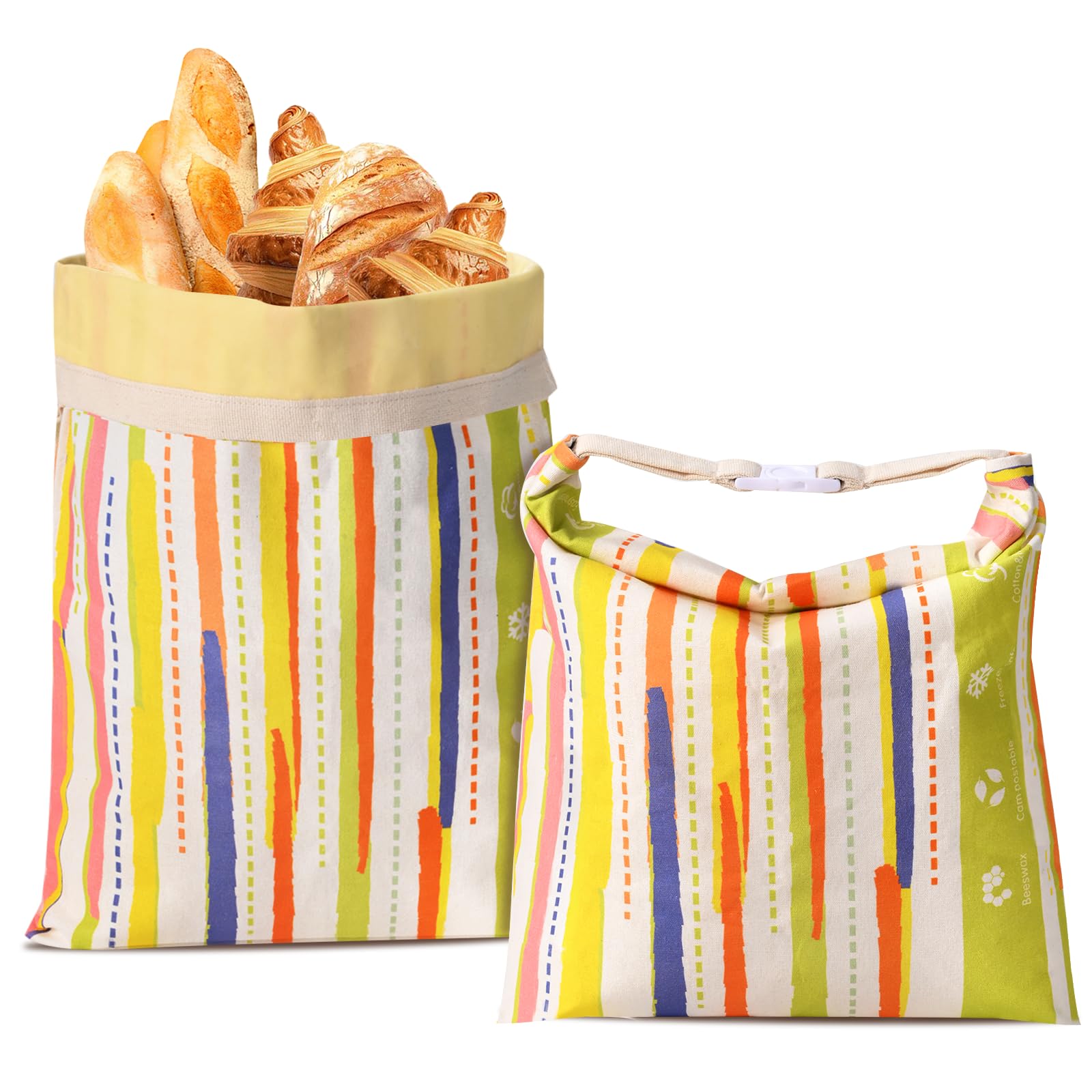 Photo 1 of 2-Pack Beeswax Bread Bags for Sourdough Homemade Bread?XL Reusable Beeswax Bread Storage Bag?Portable with large capacity?Keeps Fresh, Easy to Clean