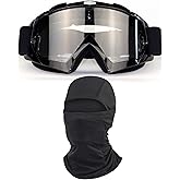 immoono Dirt Bike Motorcycle Goggles with Balaclava Face Cover, Motocross Riding Offroad Glasses for Men Women with Face Mask