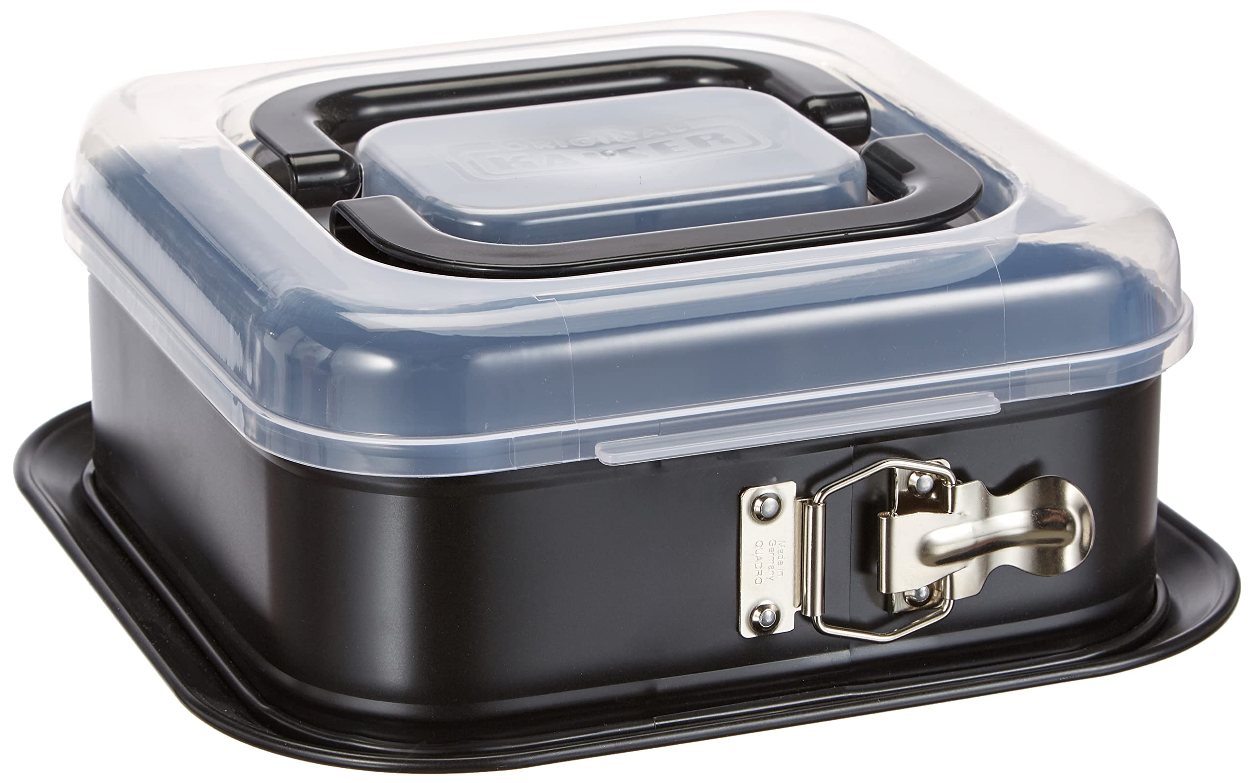 KAISER Springform Pan Square 24 x 24 cm Bake & Take Very Good Non-Stick Coating Secure Premium Carrying Cover with Folding Handle Practical For Storing and Keeping Fresh