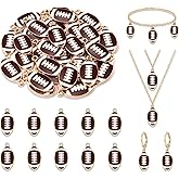 NVENF 30PCS Football Charms for Jewelry Making, Enamel Football Charms for Bracelet Necklace Earrings Making, Red Black White Blue Purple Orange Game Day Football Charm Bulk