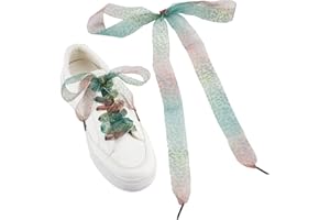 NICENEEDED 1 Pair Animal Print Shoelaces, Ribbon Shoe Laces Silk Satin Shoelaces Wide Flat Shoestrings, Cheetah Shoe Laces