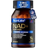 NUTRILAKE NAD+ Supplements for Men, 1106 MG NMN Alternative, 30-Day Supply | Supports Cellular Energy, Anti-Aging, Nitric Oxide &amp; Prostate Health, with Resveratrol, CoQ10, L-Citrulline, Lycopene