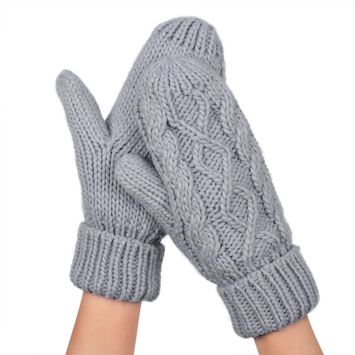 HDE Womens Winter Gloves Crochet Twist Cable Knit Hand Warmer Mittens, Gray, One Size at  Women’s Clothing store