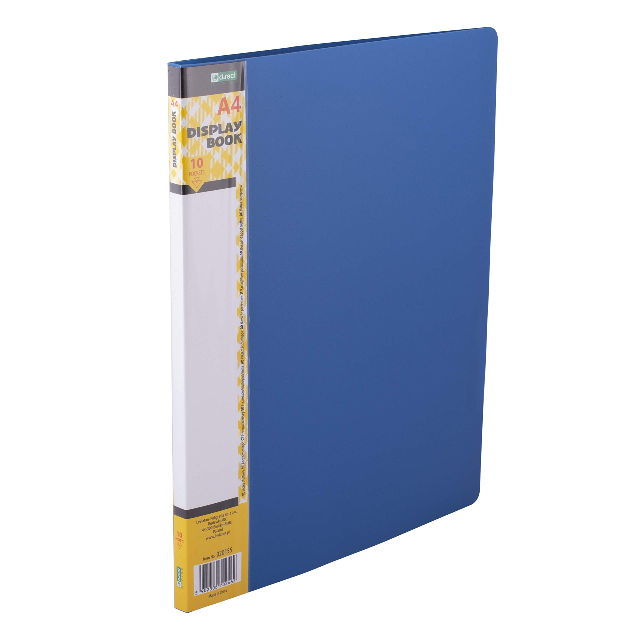 D.RECT Display Book PP A4, 10 Sleeves, Transparent Wallets Folder Display Folder, Presentation Folder, Offer Folder, Blue