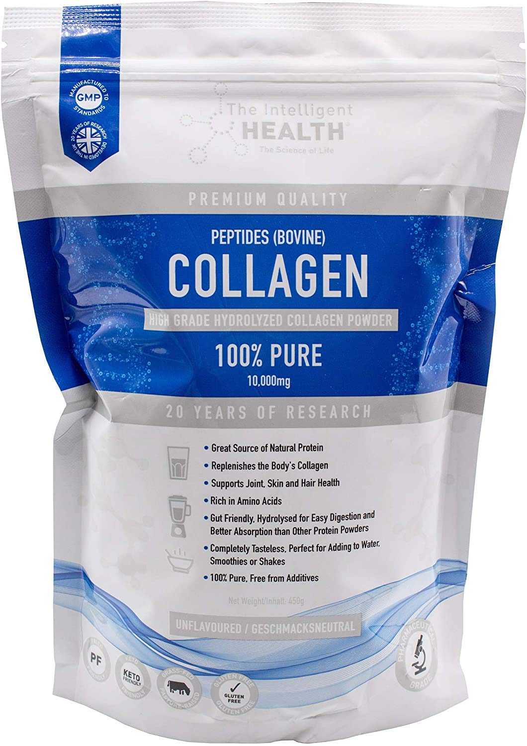 Hydrolysed Collagen Powder (Bovine) 450g High Protein Grass Fed