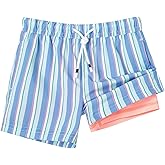 SURF CUZ Boys Swim Trunks with Boxer Brief Liner Toddler Boy Stretch Swimsuit Shorts Quick Dry Swimming Trunks Bathing Suit