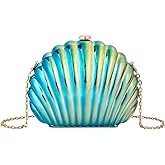 Women Seashell Evening Bag Purse Mermaid Chain Strap Clutch Handbag Shoulder Bag | Seashell, Mermaid, Chain Strap