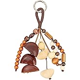 Esdallina Natural Bodhi Healing Wood Nut Shell Beaded Keychain Handmade Lucky Key Ring Handcraft Purse Charms