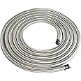 6AN 5Feet Stainless Steel Nylon Braided Fuel Line Hose Oil Gas Hose Oil Line Hose Silver