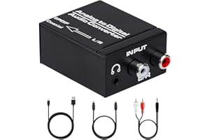 DUOYUTING Analog to Digital Audio Converter, R/L RCA 3.5AUX to Optical/SPDIF/Toslink Coaxial Audio Adapter with Optical Cable and Audio Cable, Compatible with PS4 Xbox HDTV DVD etc, for Soundbar.
