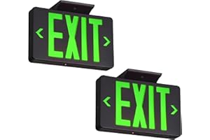 TANLUX Green Exit Sign with Black Housing, LED Emergency Exit Light with Battery Backup, UL Listed, AC 120/277V, Exit Signs with Emergency Lights, Commercial Emergency Lights for Business - 2 Pack