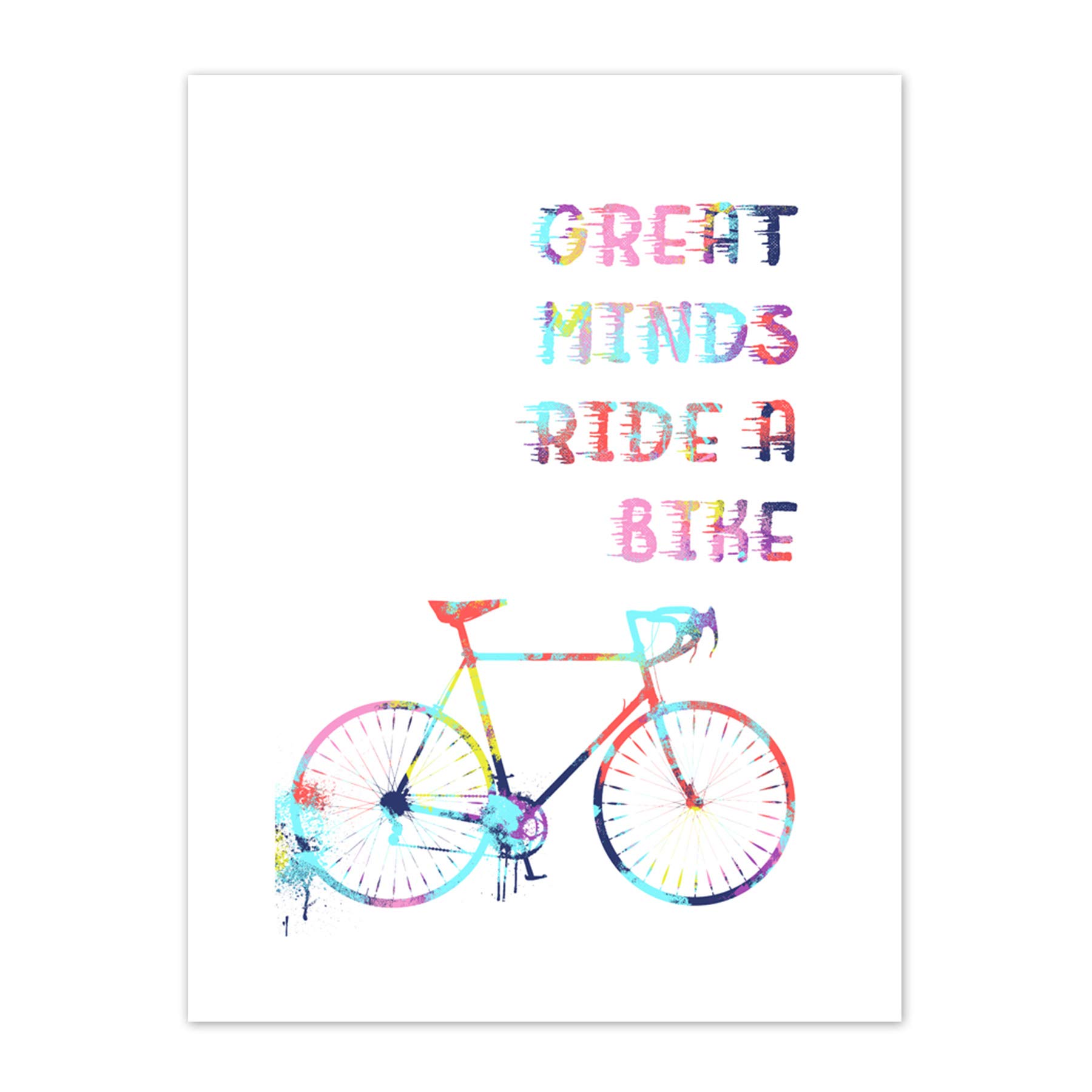 Bicycle Colourful Great Minds Ride Canvas Wall Art Print