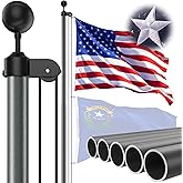 IOEN 25FT Heavy Duty Flag Pole -Extra Thick Aluminum Flagpole kit with 5x3 Nylon Embroidered Flag for Outside Yard,Outdoor,Commercial or Residential-Ground - 100MPH Wind Tested,Grey