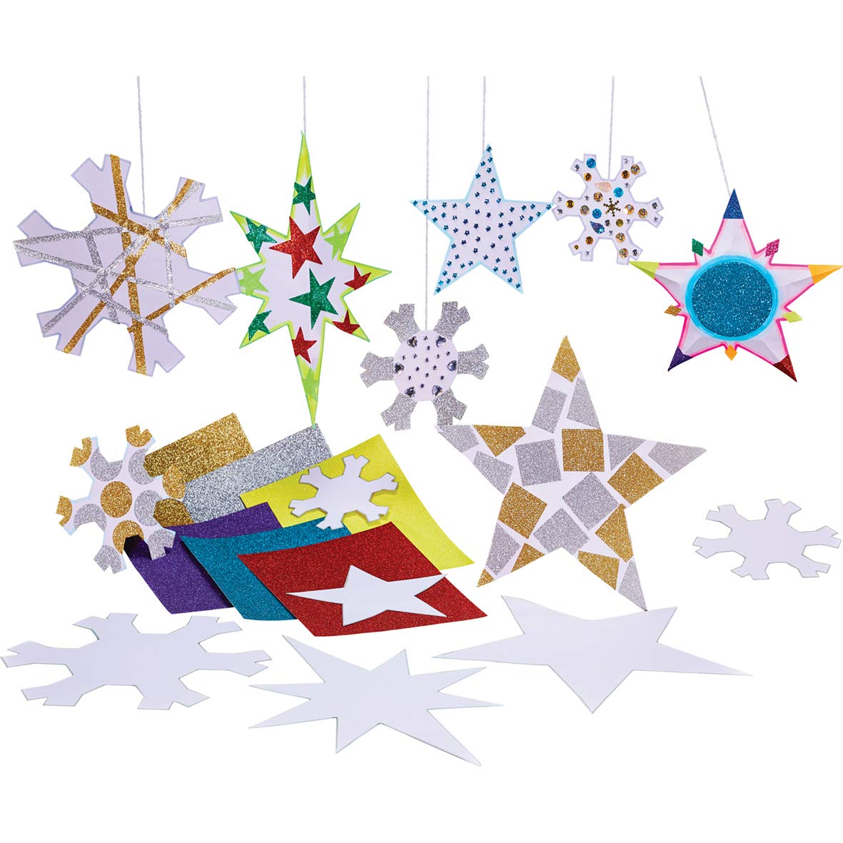 Springboard 10235 Pre-Cut White Snowflake and Star Display Shapes (Pack of 50)
