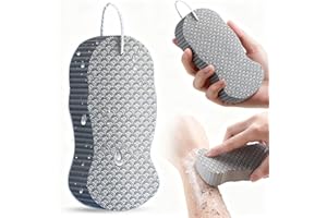 MOREKFLY Magic Exfoliating Bath Sponge, 3D Super Soft Exfoliate Body Scrubber, Reusable Handheld Shower Brush Remover Dead Skin for Adults Women Men Cleansing Skin No Silicone Net Sponge (Grey)