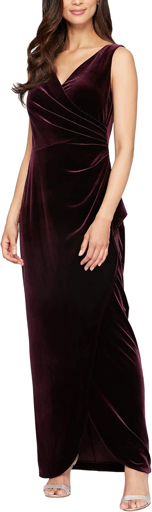 Alex Evenings Women's Long Sleeveless Velvet Dress Special Occasion
