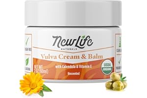 NewLife Naturals Certified Organic Vulva Cream with Calendula & Vitamin E | Menopause Support and Vaginal Moisturizer for Itching, Irritation, and Dryness | Estrogen-Free Intimate Feminine Care | 2 Oz