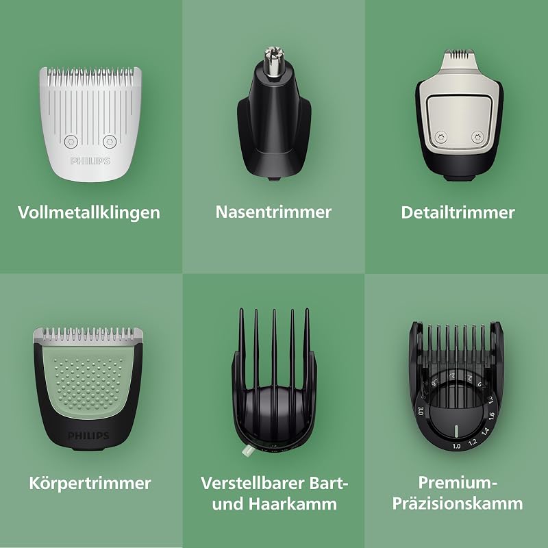 Multigroom Series 7000 All-in-One 16-teiliger Barttrimmer und Haarschneider für Gesicht, Kopf und Körper, selbstschärfende Metallklingen, 21 Längeneinstellungen (0,5-16 mm), Modell MG7931/15