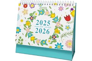 Apeso 2026 Desk Calendar, Small Monthly Desktop Calendar 2025-2026 with Planner Stickers, Standing Flip 18 Month Calendar Jan