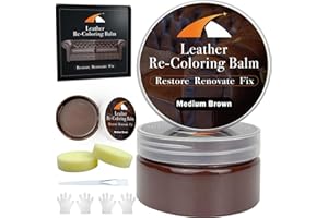KIEPOL Medium Brown Leather Repair Kit, Medium Brown Leather Recoloring Balm, Leather Dye - Restore & Renew Scratch, Faded and Aged Leather & Vinyl Couches, Boots, Car Seats or Leather Furniture…