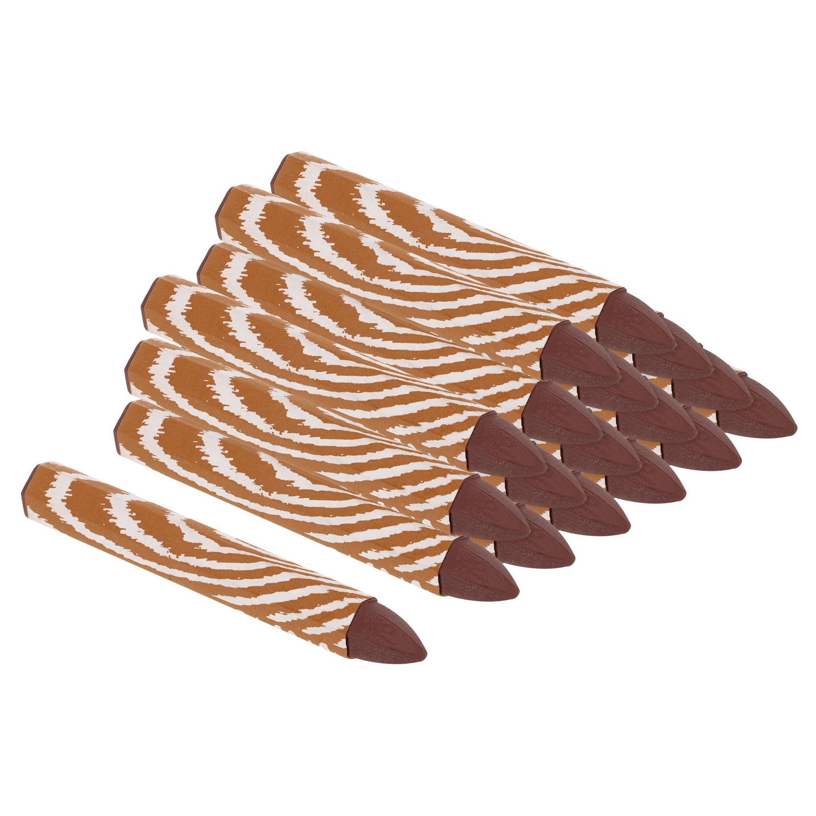 PATIKIL Lumber Marking Crayons, 18 Pack 4"x0.55" Hex Wax Tire Marker Crayons Light Brown