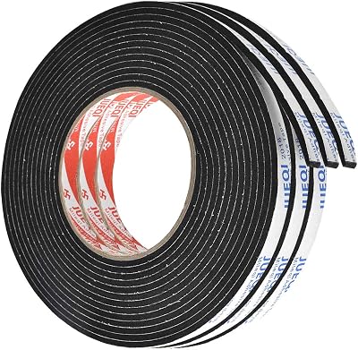 Kissral Double Sided Foam Tape 3x10mmx5m Heavy Duty Waterproof Black Indoor