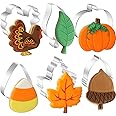 6PCS Thanksgiving Cookie Cutters Set, Fall Themed Holiday Cookie Cutter Shapes of Turkey, Pumpkin, Maple Leaf, Acorn, Leaves,