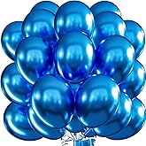 MOXMAY Chrome Metallic Blue Balloons 12 inch, 50 Pcs 3.2g Latex Balloons for Birthday Wedding Baby Shower Christmas Party Decoration