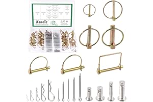 Keadic 254 Pcs 304 Stainless Steel Cotter Pin and Zinc Plated Lynch Pin Assortment Kit with Clevis Pin, Trailer Pins Hitch Pin R Clips Arch Square Round Shaft Locking Pin for Farm Garden