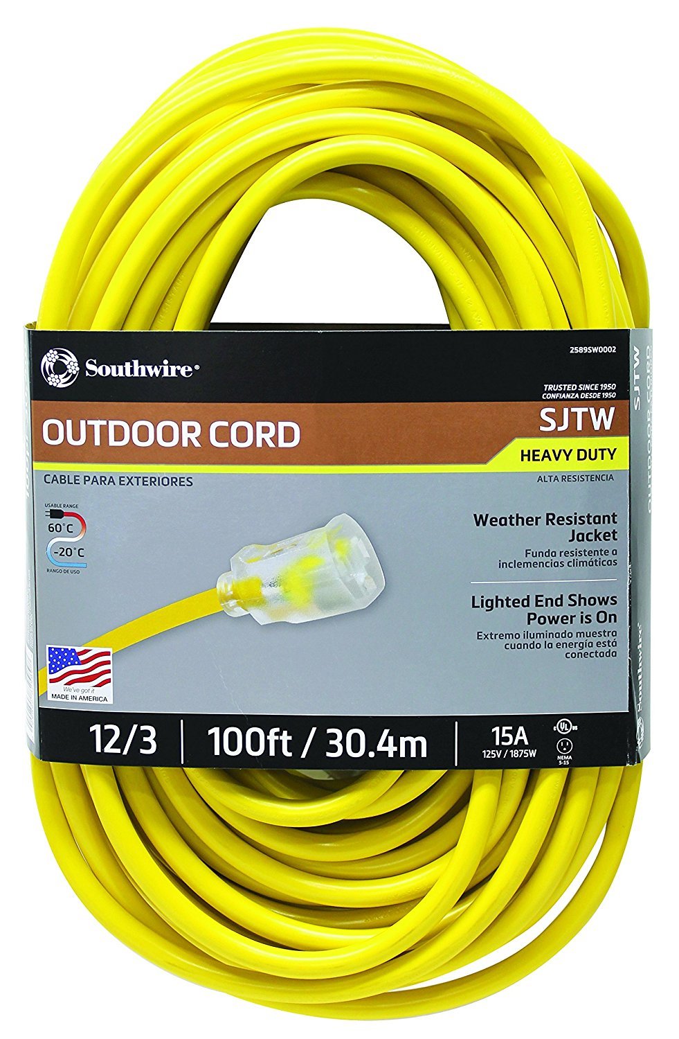 Buy Southwire 25890002 2589SW0002 Outdoor Cord12/3 American Made SJTW