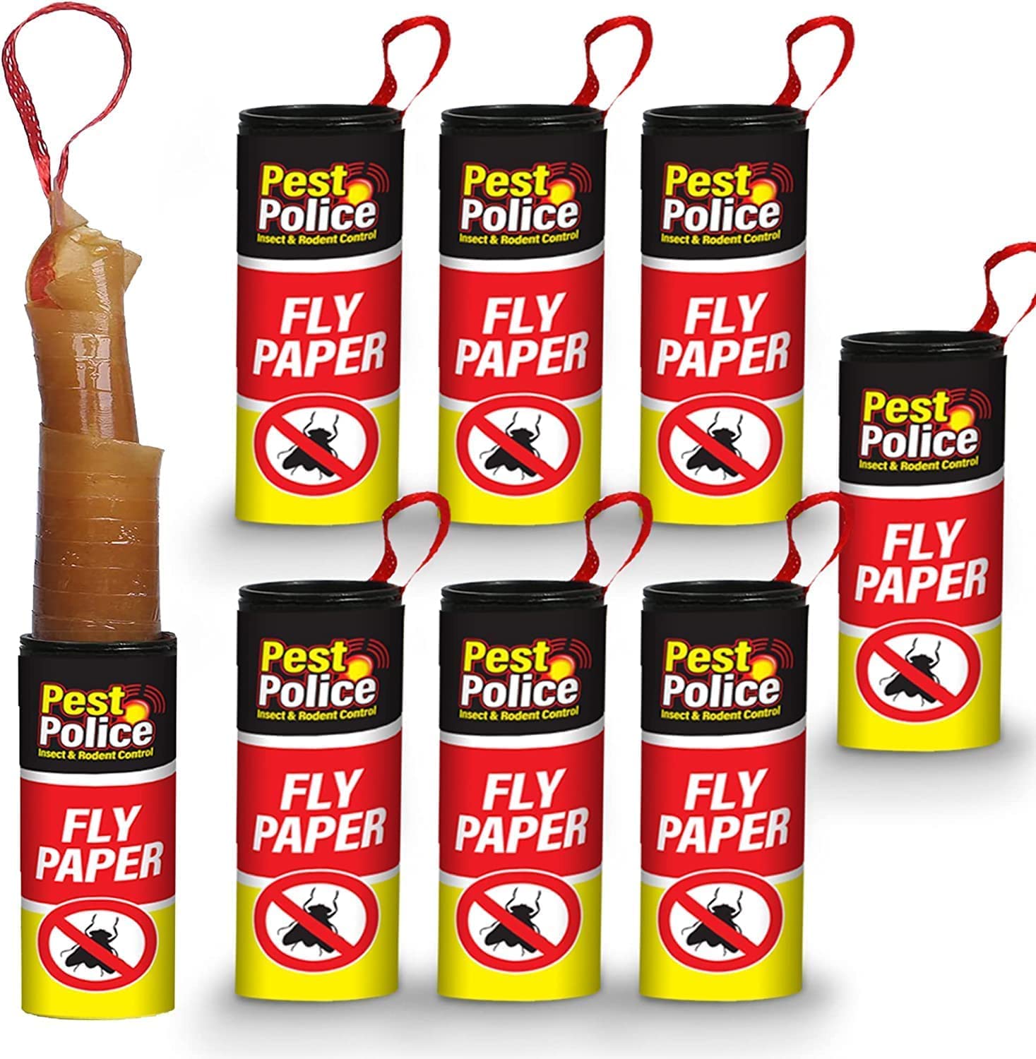 PEST POLICE 1 X 10 Sticky Paper Fly Catchers NO Fumes NO Mess Sticky Tape for CATCHING Them UNWANTED Insects.