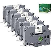 YUANQIMM Compatible for Brother TZe-211 TZe211 TZ211 TZ Tape 6mm 0.24" Laminated White Tape Replacement for Brother PTouch PTD200 PTD210, 1/4 Inch x 26.2 feet, 6 Pack