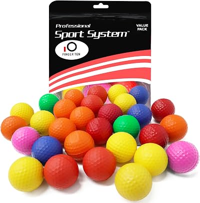 FINGER TEN Golf Practice Balls 12/24 Pcs Foam Dimpled Swing Training Set