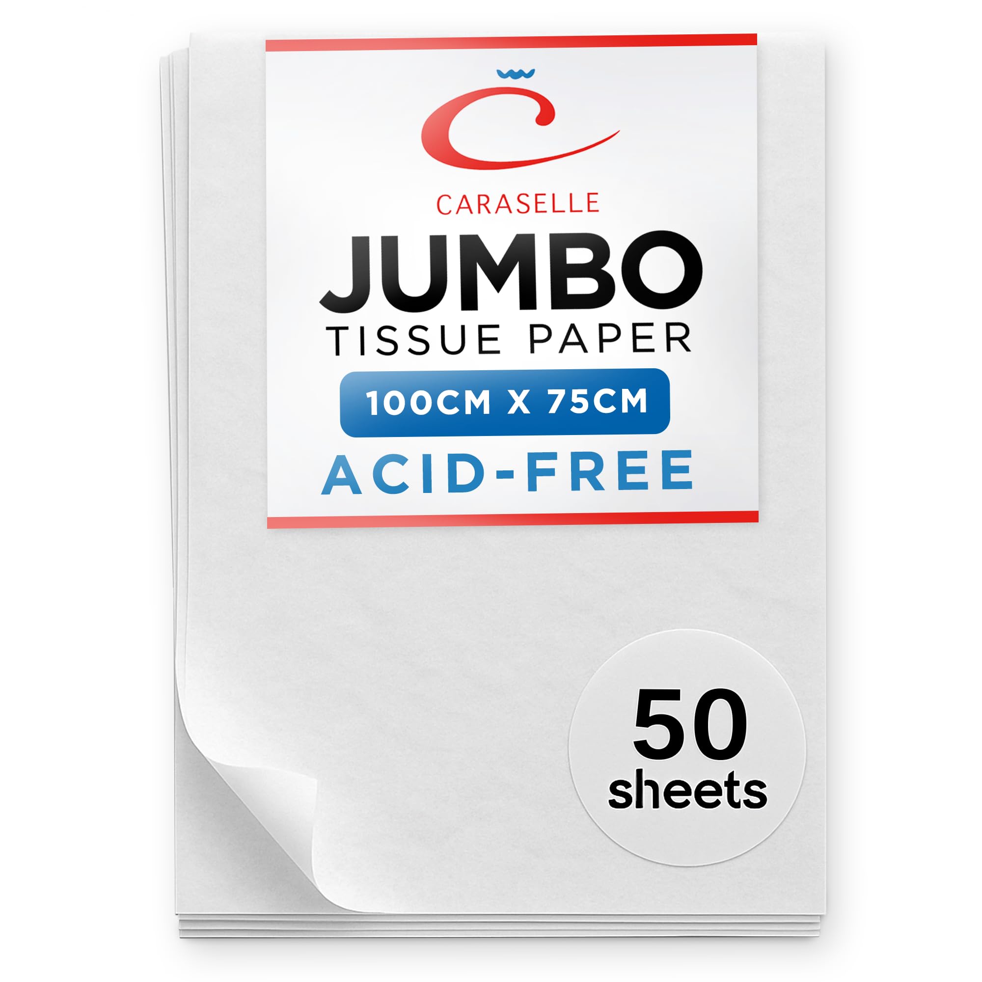 Caraselle Extra Large Tissue Paper - Jumbo Size 100x75cm - VersatileSheet for Clothes, Art Collection, & Gift Wrapping - Acid-Free for Packaging - 50 Sheets