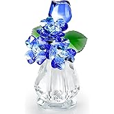 TAODUDU Crystal Rose Flower for Mom, Crystal Flowers Bouquet Figurine Ornament for Wife/Girl Friend Present, Glass Flowers Home Decor Office Table Decoration (Blue)